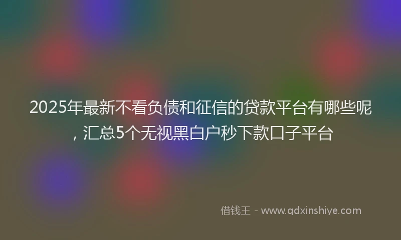 2025年最新不看负债和征信的贷款平台有哪些呢，汇总5个无视黑白户秒下款口子平台