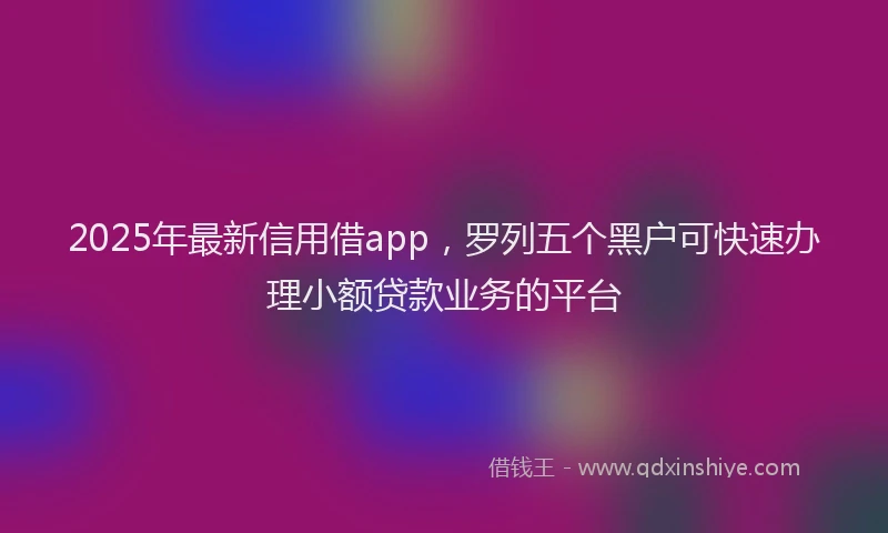 2025年最新信用借app，罗列五个黑户可快速办理小额贷款业务的平台