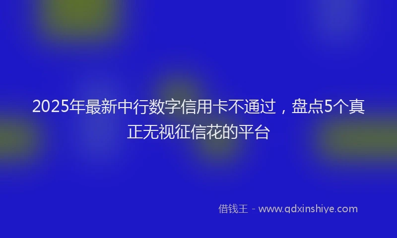 2025年最新中行数字信用卡不通过，盘点5个真正无视征信花的平台