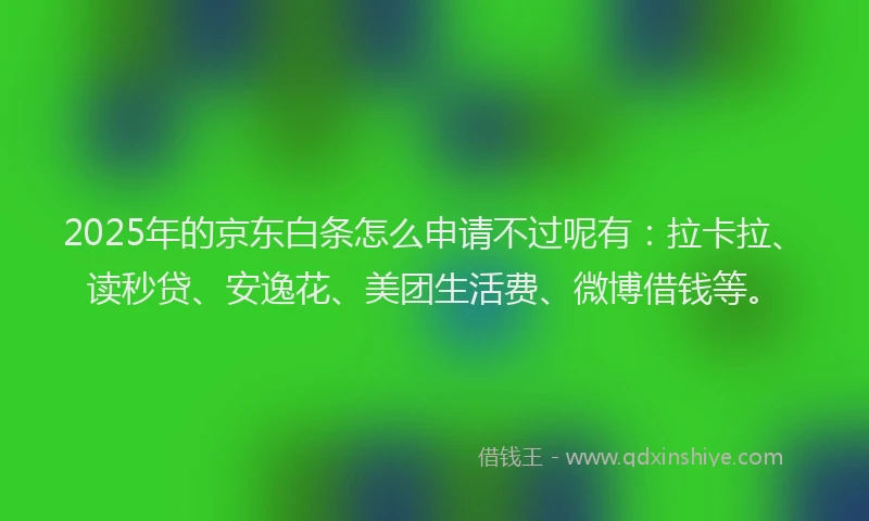 2025年的京东白条怎么申请不过呢有：拉卡拉、读秒贷、安逸花、美团生活费、微博借钱等。