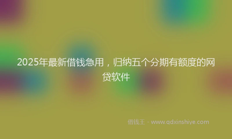 2025年最新借钱急用，归纳五个分期有额度的网贷软件