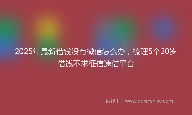 2025年最新借钱没有微信怎么办，梳理5个20岁借钱不求征信速借平台