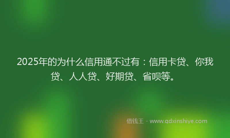 2025年的为什么信用通不过有：信用卡贷、你我贷、人人贷、好期贷、省呗等。