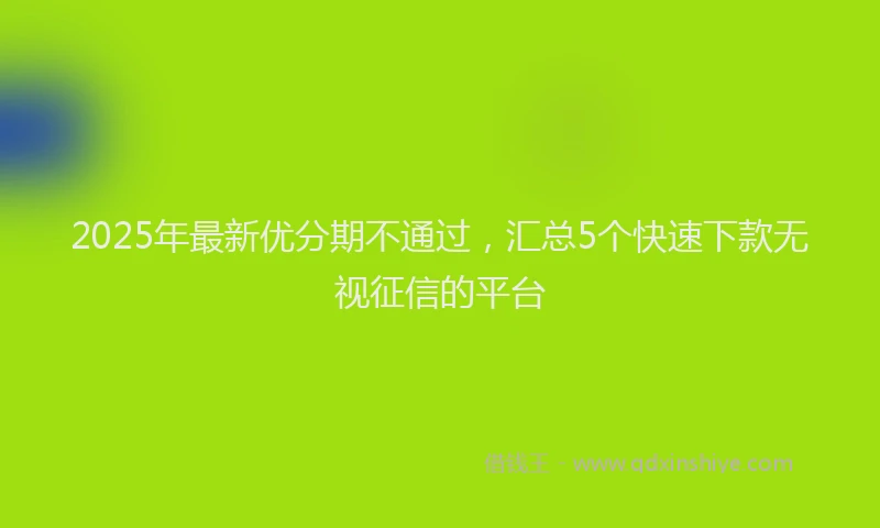 2025年最新优分期不通过，汇总5个快速下款无视征信的平台