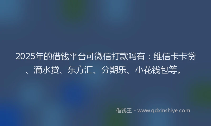 2025年的借钱平台可微信打款吗有：维信卡卡贷、滴水贷、东方汇、分期乐、小花钱包等。