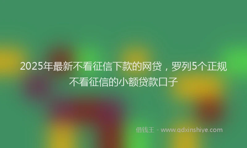 2025年最新不看征信下款的网贷，罗列5个正规不看征信的小额贷款口子