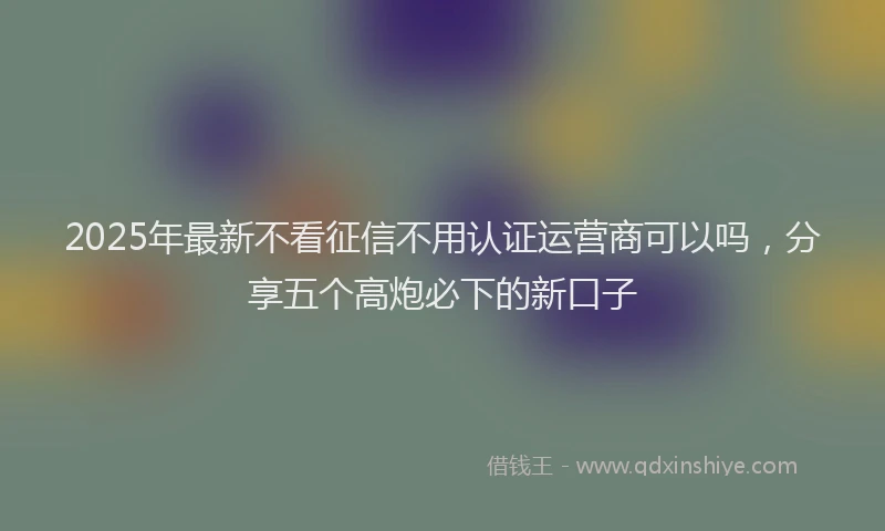2025年最新不看征信不用认证运营商可以吗，分享五个高炮必下的新口子