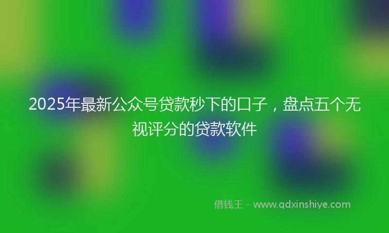 2025年最新公众号贷款秒下的口子，盘点五个无视评分的贷款软件