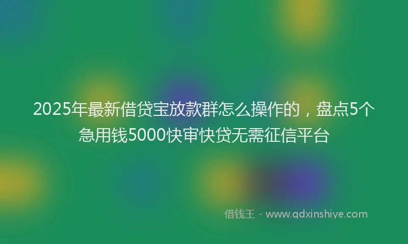 2025年最新借贷宝放款群怎么操作的，盘点5个急用钱5000快审快贷无需征信平台
