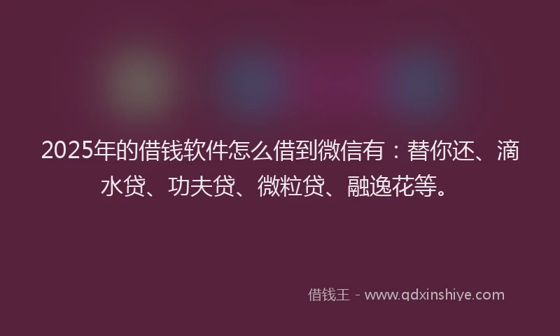 2025年的借钱软件怎么借到微信有：替你还、滴水贷、功夫贷、微粒贷、融逸花等。