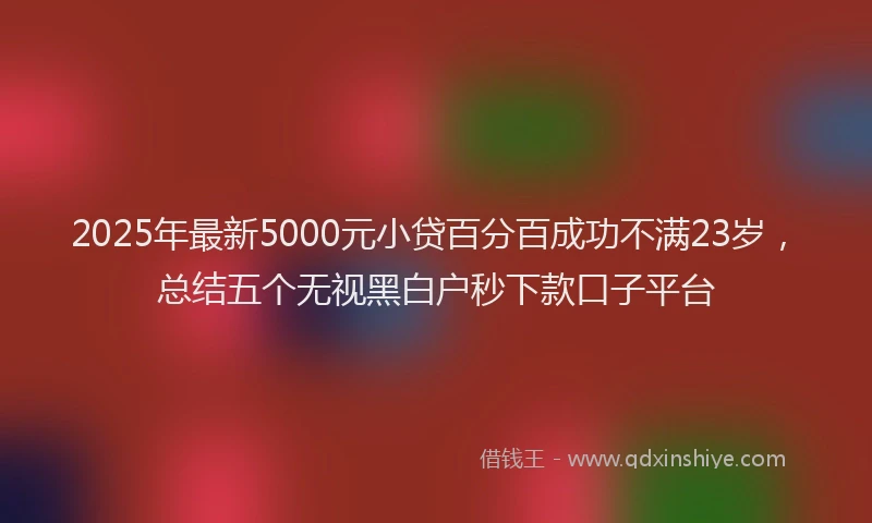 2025年最新5000元小贷百分百成功不满23岁，总结五个无视黑白户秒下款口子平台