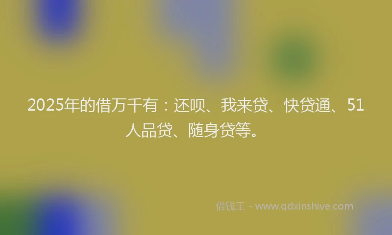 2025年的借万千有：还呗、我来贷、快贷通、51人品贷、随身贷等。