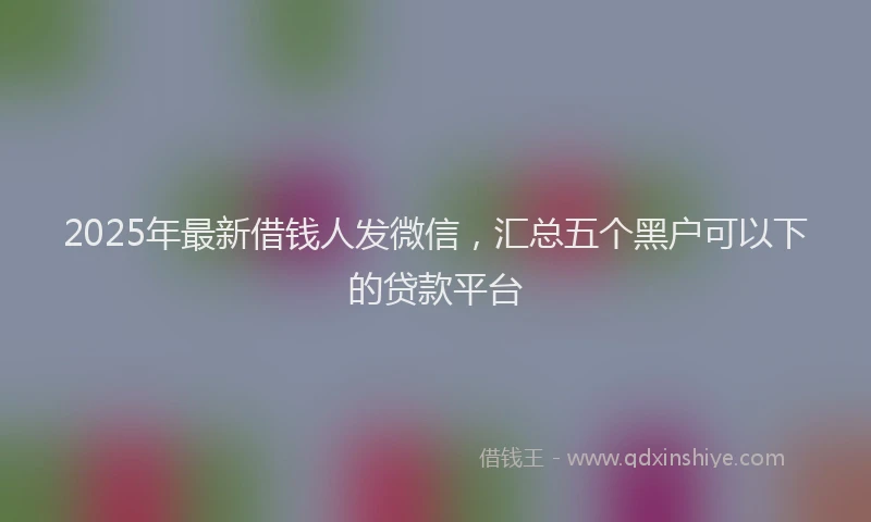2025年最新借钱人发微信，汇总五个黑户可以下的贷款平台