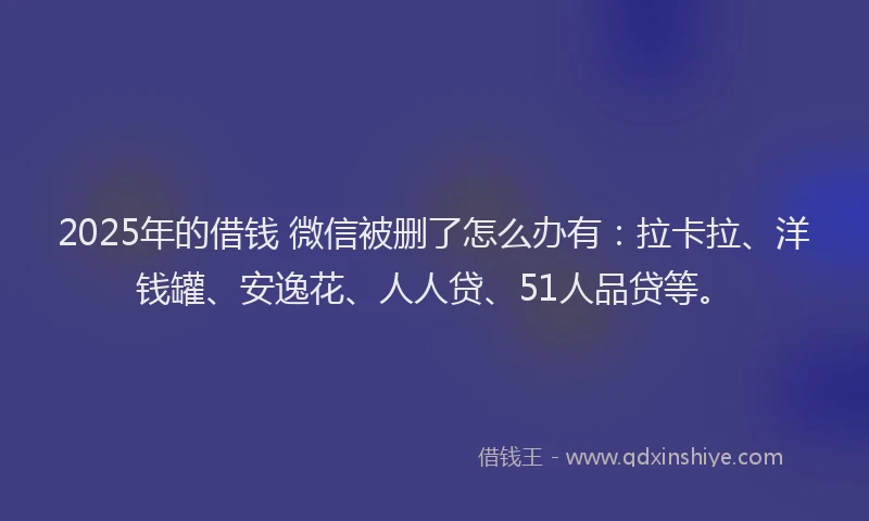 2025年的借钱 微信被删了怎么办有：拉卡拉、洋钱罐、安逸花、人人贷、51人品贷等。