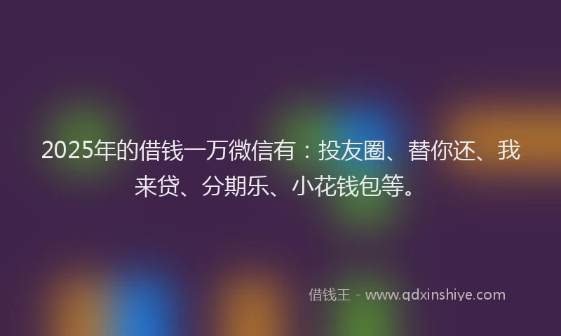 2025年的借钱一万微信有：投友圈、替你还、我来贷、分期乐、小花钱包等。