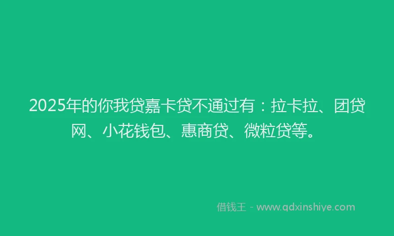 2025年的你我贷嘉卡贷不通过有：拉卡拉、团贷网、小花钱包、惠商贷、微粒贷等。