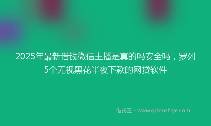 2025年最新借钱微信主播是真的吗安全吗，罗列5个无视黑花半夜下款的网贷软件