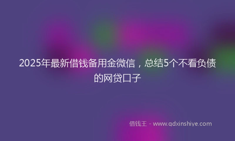 2025年最新借钱备用金微信，总结5个不看负债的网贷口子