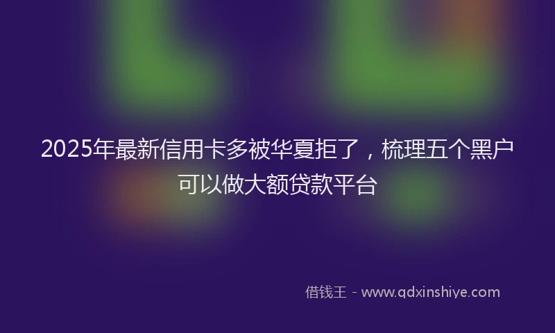 2025年最新信用卡多被华夏拒了，梳理五个黑户可以做大额贷款平台