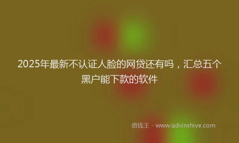 2025年最新不认证人脸的网贷还有吗，汇总五个黑户能下款的软件
