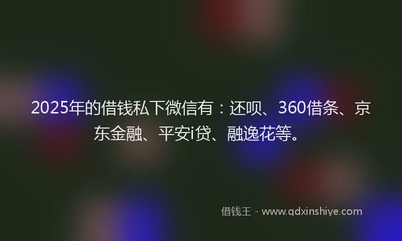 2025年的借钱私下微信有：还呗、360借条、京东金融、平安i贷、融逸花等。