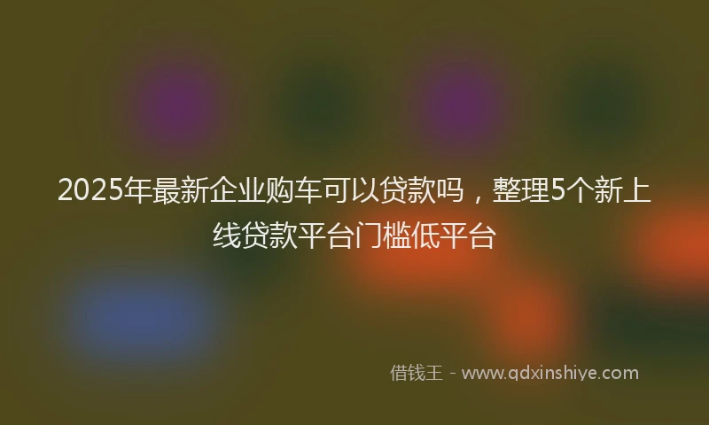 2025年最新企业购车可以贷款吗，整理5个新上线贷款平台门槛低平台