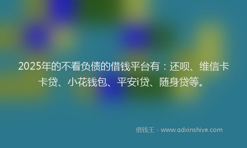 2025年的不看负债的借钱平台有：还呗、维信卡卡贷、小花钱包、平安i贷、随身贷等。