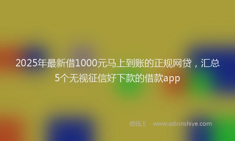 2025年最新借1000元马上到账的正规网贷，汇总5个无视征信好下款的借款app