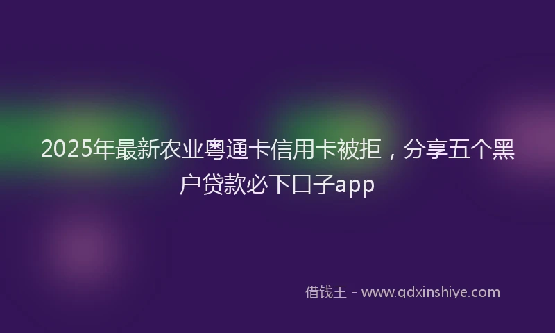 2025年最新农业粤通卡信用卡被拒，分享五个黑户贷款必下口子app
