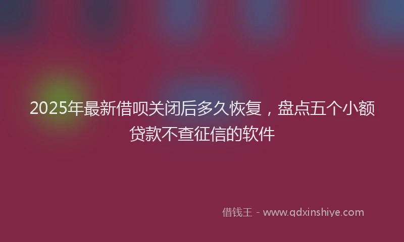 2025年最新借呗关闭后多久恢复，盘点五个小额贷款不查征信的软件