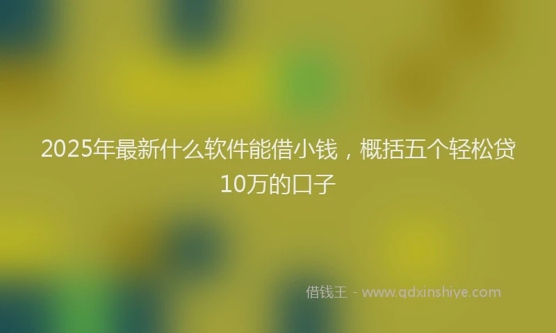 2025年最新什么软件能借小钱，概括五个轻松贷10万的口子