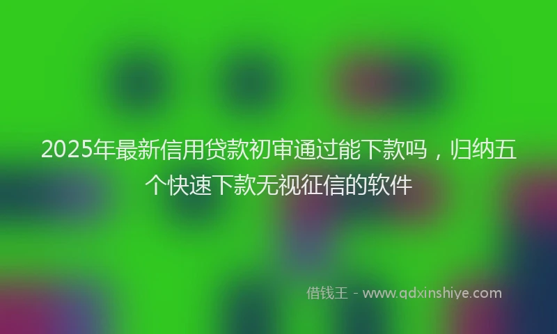 2025年最新信用贷款初审通过能下款吗，归纳五个快速下款无视征信的软件