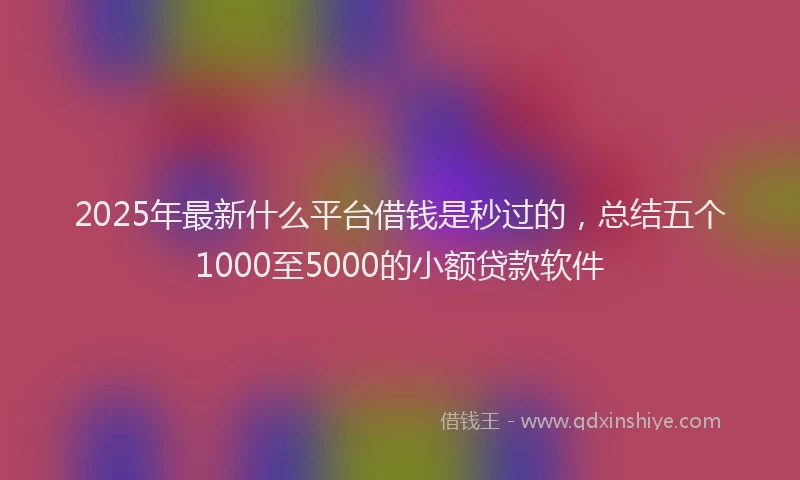 2025年最新什么平台借钱是秒过的，总结五个1000至5000的小额贷款软件