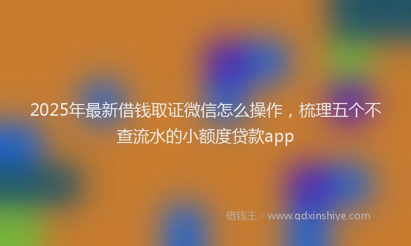 2025年最新借钱取证微信怎么操作，梳理五个不查流水的小额度贷款app