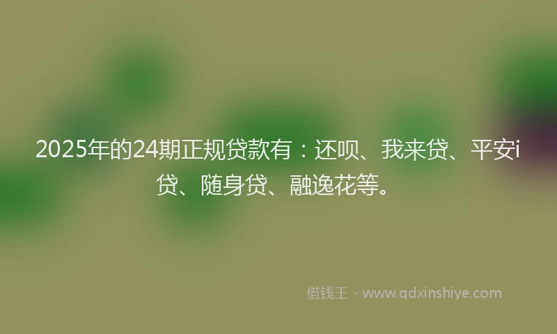 2025年的24期正规贷款有：还呗、我来贷、平安i贷、随身贷、融逸花等。