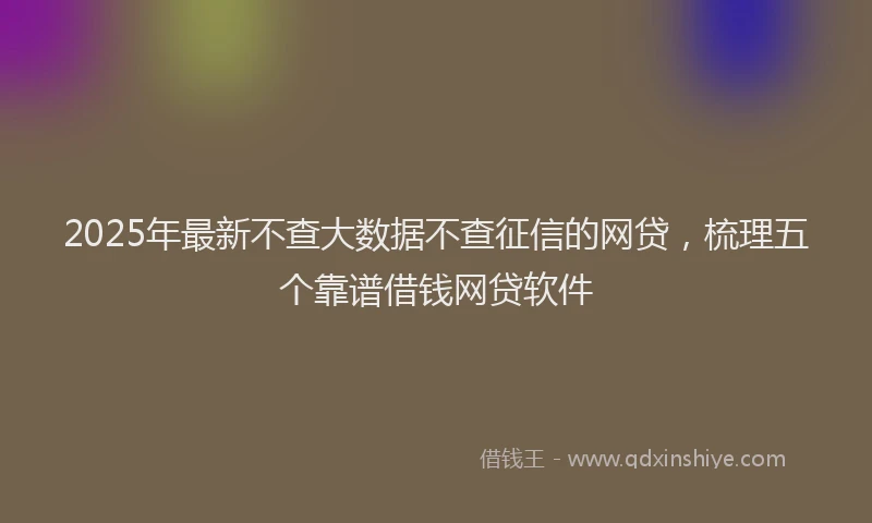 2025年最新不查大数据不查征信的网贷，梳理五个靠谱借钱网贷软件
