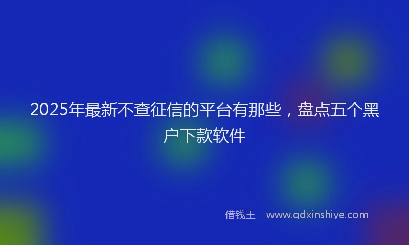 2025年最新不查征信的平台有那些，盘点五个黑户下款软件