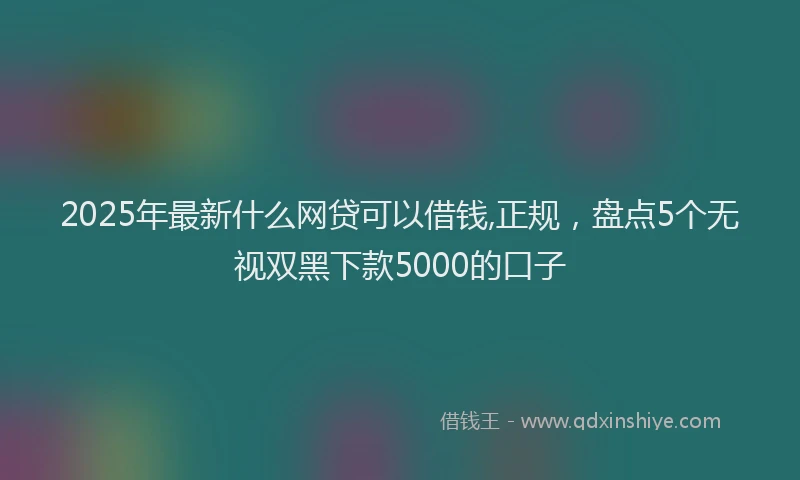 2025年最新什么网贷可以借钱,正规，盘点5个无视双黑下款5000的口子