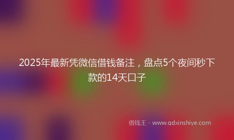 2025年最新凭微信借钱备注，盘点5个夜间秒下款的14天口子