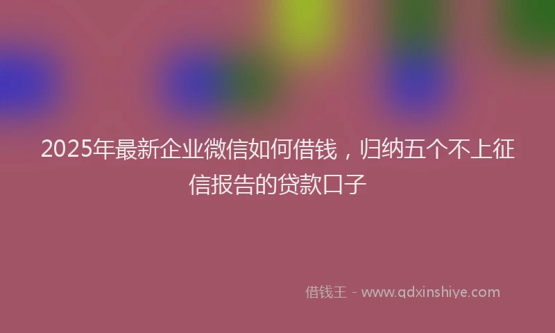 2025年最新企业微信如何借钱，归纳五个不上征信报告的贷款口子