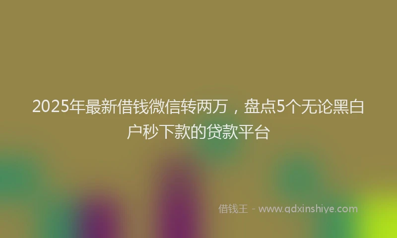 2025年最新借钱微信转两万，盘点5个无论黑白户秒下款的贷款平台