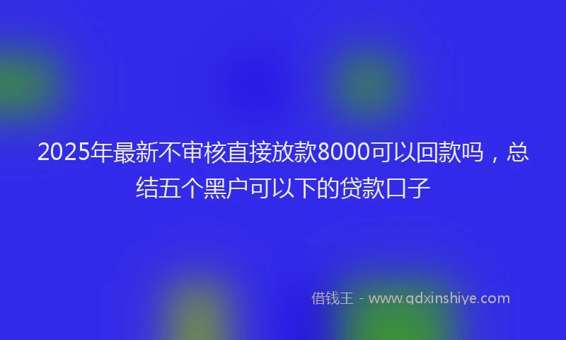 2025年最新不审核直接放款8000可以回款吗，总结五个黑户可以下的贷款口子
