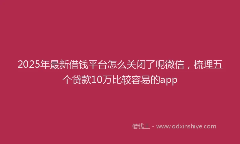 2025年最新借钱平台怎么关闭了呢微信，梳理五个贷款10万比较容易的app