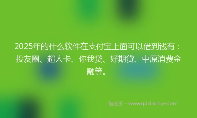 2025年的什么软件在支付宝上面可以借到钱有：投友圈、超人卡、你我贷、好期贷、中原消费金融等。