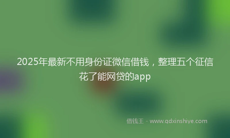 2025年最新不用身份证微信借钱，整理五个征信花了能网贷的app