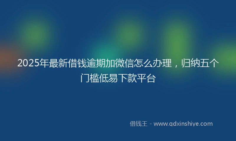 2025年最新借钱逾期加微信怎么办理，归纳五个门槛低易下款平台
