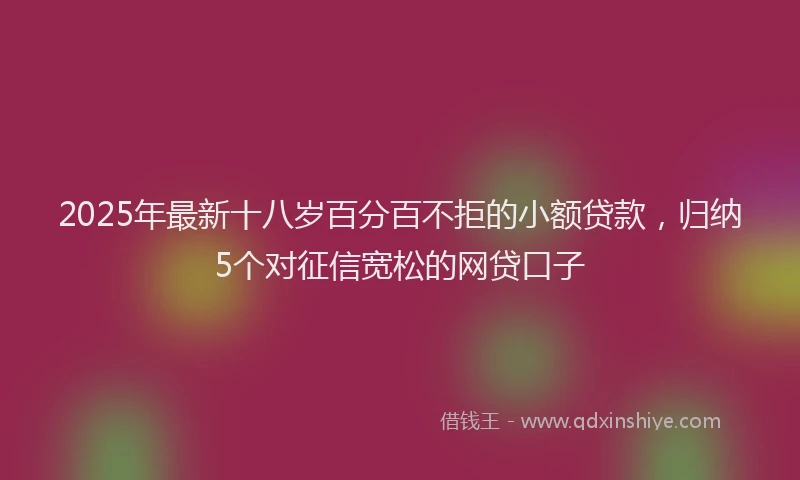 2025年最新十八岁百分百不拒的小额贷款，归纳5个对征信宽松的网贷口子