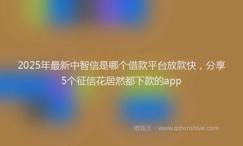 2025年最新中智信是哪个借款平台放款快，分享5个征信花居然都下款的app
