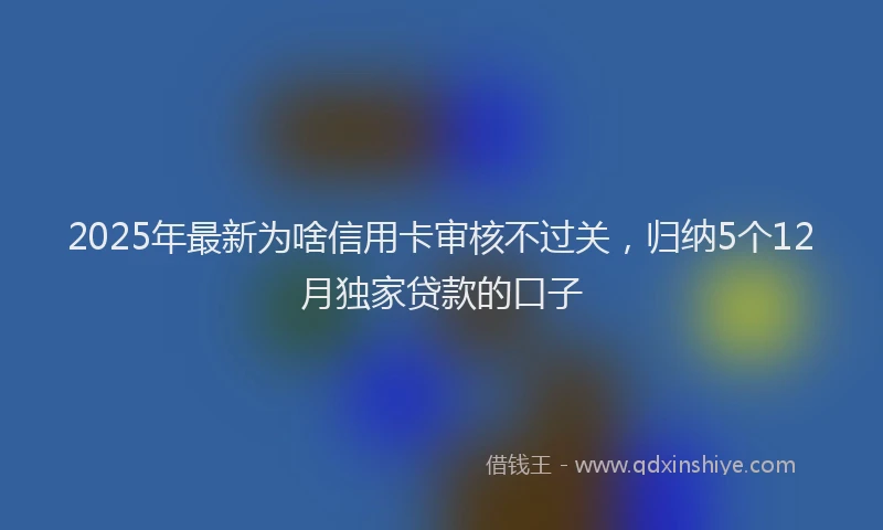 2025年最新为啥信用卡审核不过关，归纳5个12月独家贷款的口子