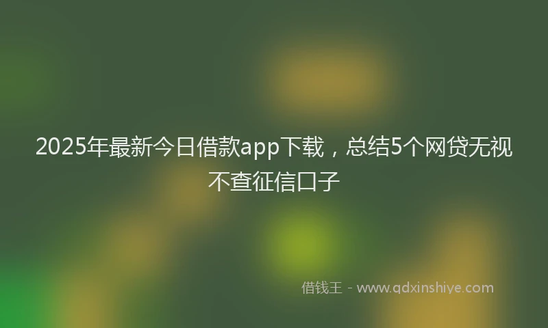2025年最新今日借款app下载，总结5个网贷无视不查征信口子